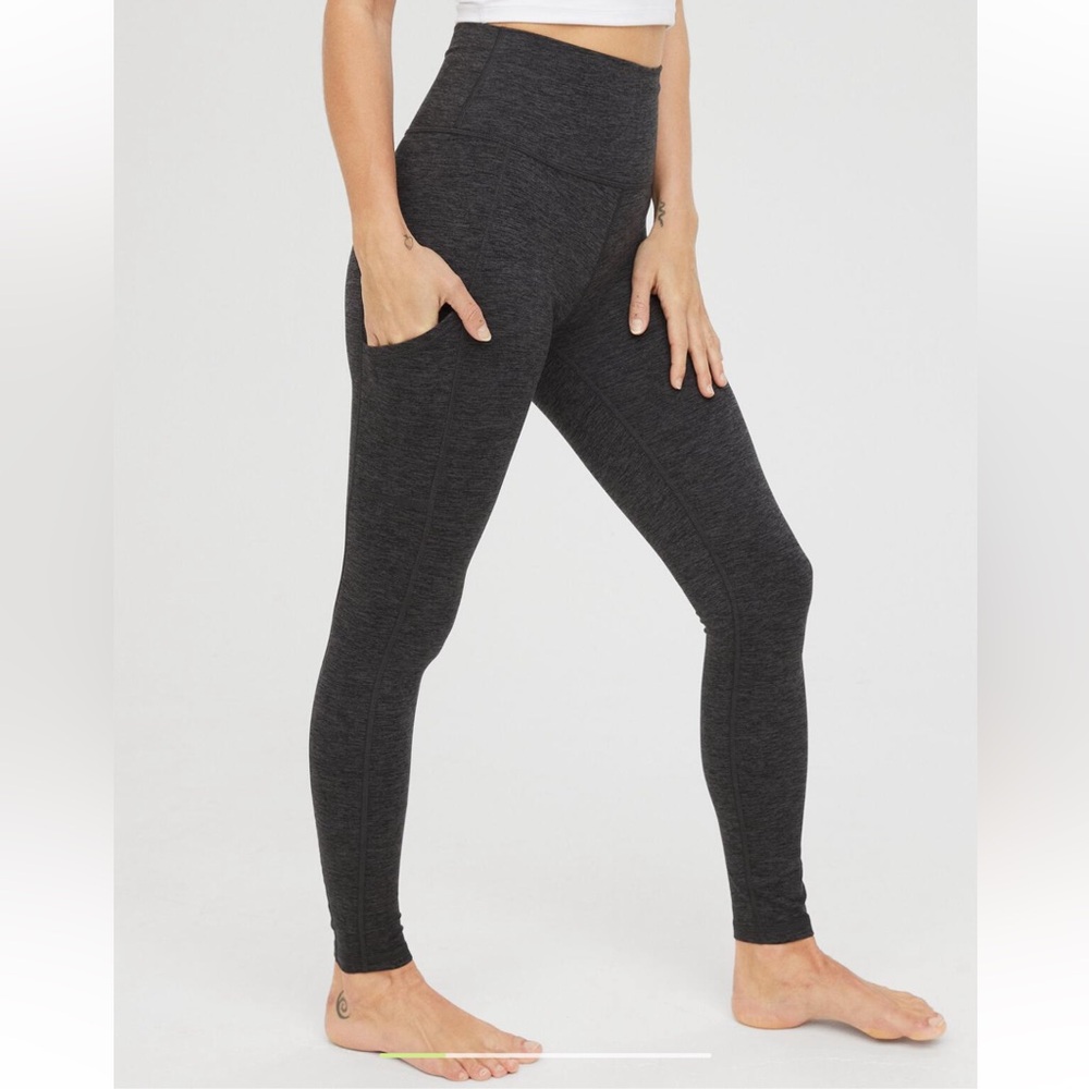 OFFLINE Aerie The Hugger High Waisted Pocket Legging Charcoal Heather Women’s M